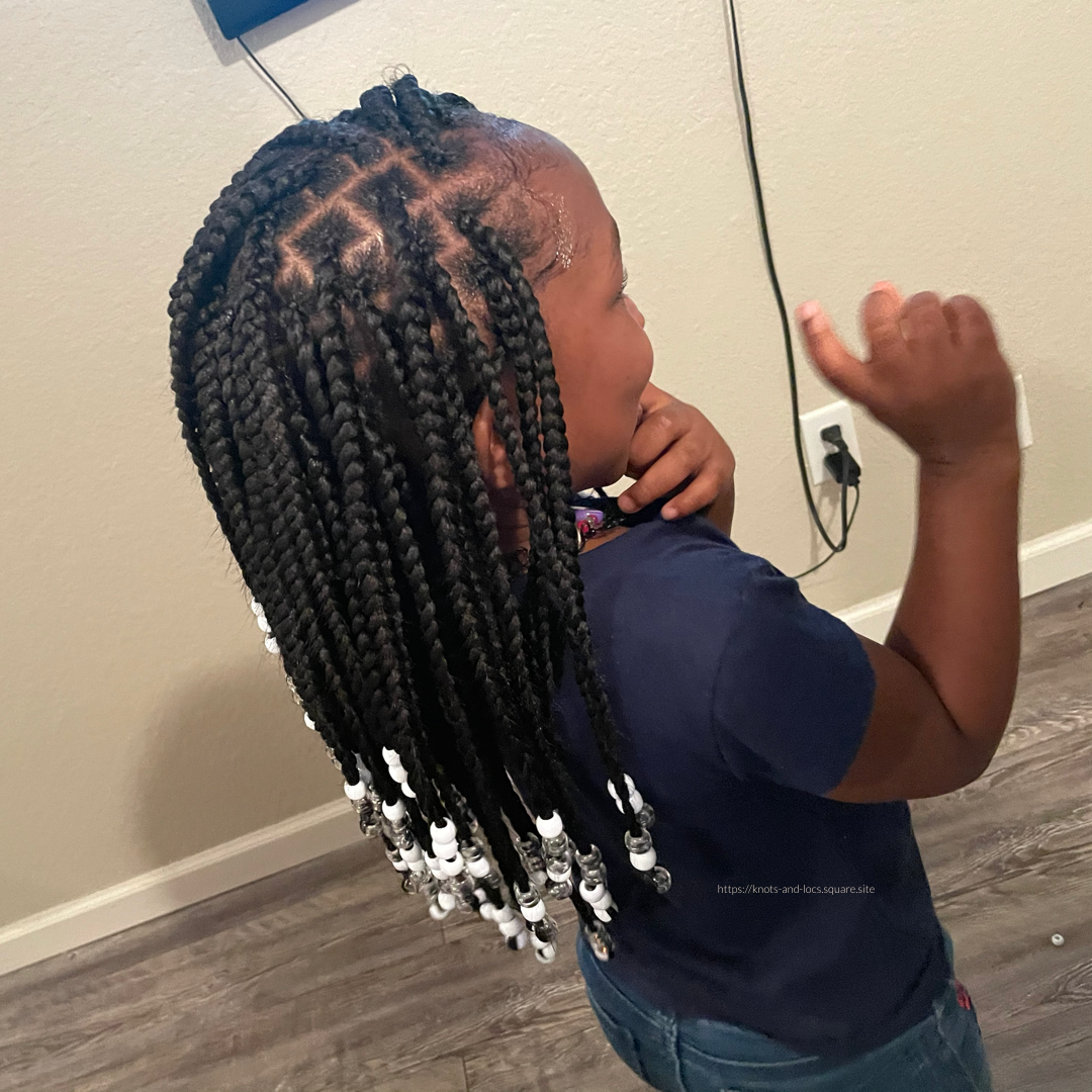 Kid Knotless Box Braids (Medium) (Ages 1-12 ONLY) (Read